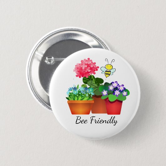 Schaltfläche Bee Friendly Potly Blume Garden Button (Vorne & Hinten)