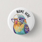Schaltfläche "Benutzerdefiniert Nerdy Budgie" Button (Vorderseite)