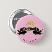 Schaltfläche "Benutzerdefiniertes Prom" Queen Pink Button (Vorne & Hinten)