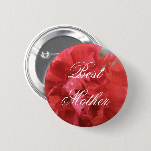 Schaltfläche Beste Mutter Rote Nelke Button (Vorne & Hinten)