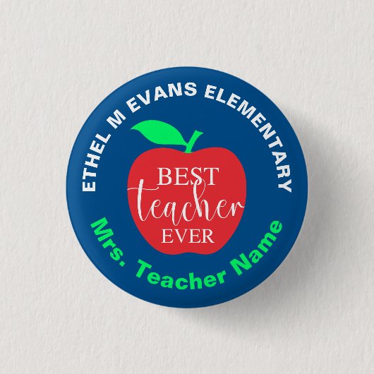 Schaltfläche "Bester Lehrer je Button" (blau) Button (Vorderseite)