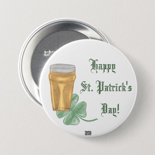 Schaltfläche Bier & Kleeblatt (St. Patricks Day) Button (Vorne & Hinten)