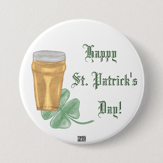 Schaltfläche Bier & Kleeblatt (St. Patricks Day) Button (Vorderseite)
