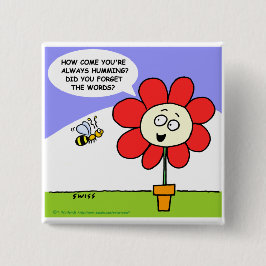 Schaltfläche "Big Red Blume & Musical Bee Cartoon" Button