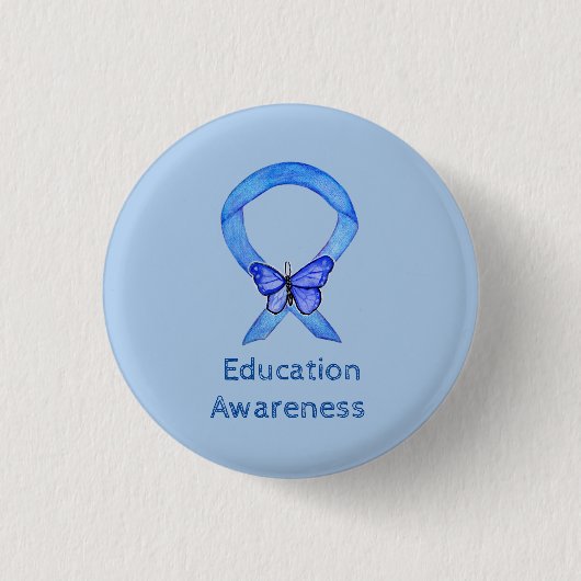 Schaltfläche "Bildung Awareness Ribbon Butterfly C Button (Vorderseite)