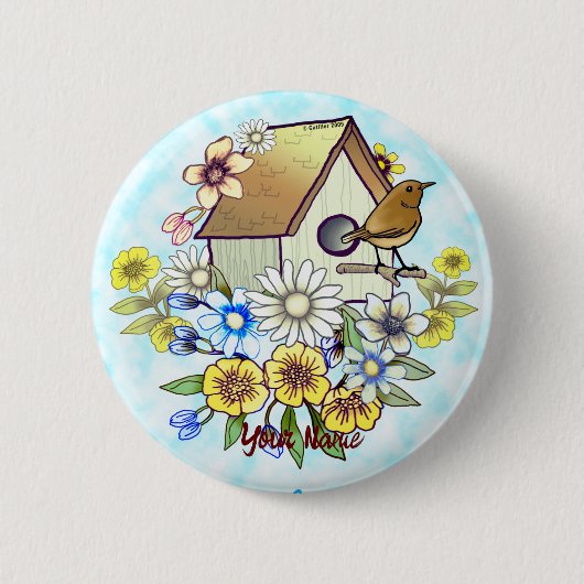 Schaltfläche Birdhouse Wren Button (Vorderseite)