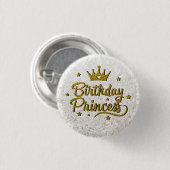 Schaltfläche "Birthday Princess" für Gold-Glitzer Button (Vorne & Hinten)