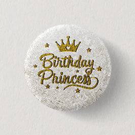 Schaltfläche "Birthday Princess" für Gold-Glitzer Button