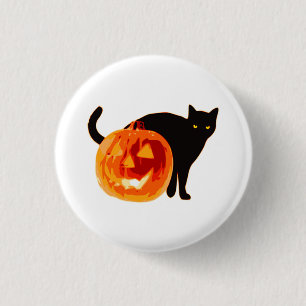 Schaltfläche "Black Cat & Jack O' Lantern Hallowee Button