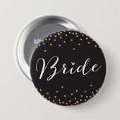 Schaltfläche "Black & Gold Confetti Dot Bride" Button (Vorne & Hinten)