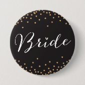 Schaltfläche "Black & Gold Confetti Dot Bride" Button (Vorderseite)