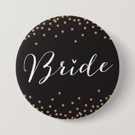 Schaltfläche "Black & Gold Confetti Dot Bride" Button (Vorderseite)