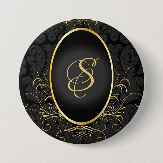 Schaltfläche "Black gold Monogram Class Royal Styl Button (Vorderseite)