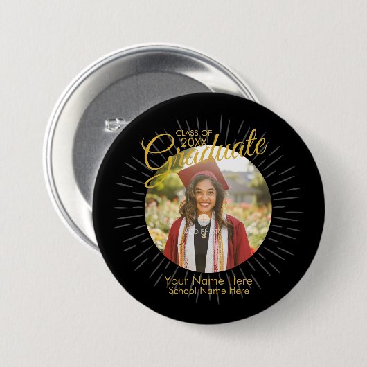 Schaltfläche "Black & Gold Star Graduate" Button (Vorne & Hinten)