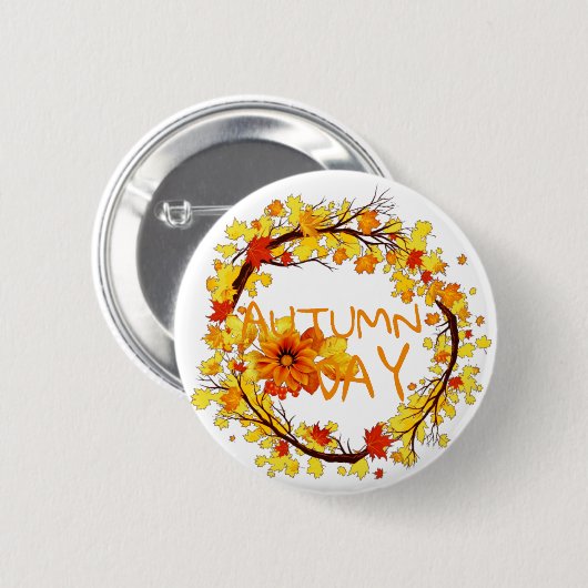 Schaltfläche Blätter für den Herbsttag Button (Vorne & Hinten)