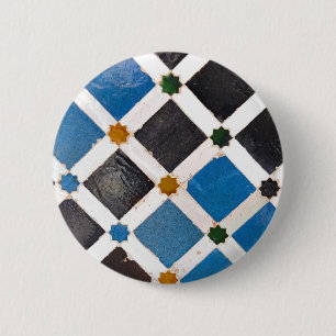 Schaltfläche Blau und Orange Geometrisches Muster Button
