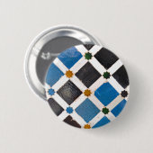 Schaltfläche Blau und Orange Geometrisches Muster Button (Vorne & Hinten)