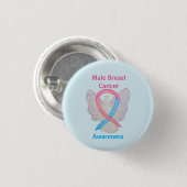 Schaltfläche Blau und rosa Engel für männlichen Br Button (Vorne & Hinten)