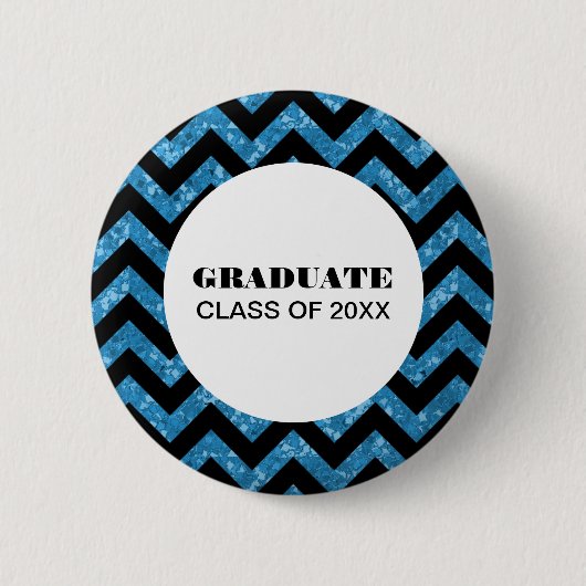 Schaltfläche "Blau Zickzack Glitzer" Button (Vorderseite)