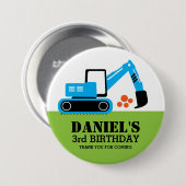 Schaltfläche "Blaue Baggerkids-Party" Button (Vorne & Hinten)