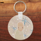 Schaltfläche Blaue Blumen Schlüsselanhänger (Vorderseite)