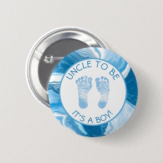 Schaltfläche "Blauer Marmor Baby Shower" Button (Vorne & Hinten)