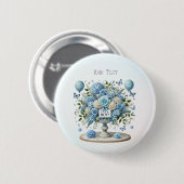 Schaltfläche Blauer weißer Blumenvase Button (Vorne & Hinten)