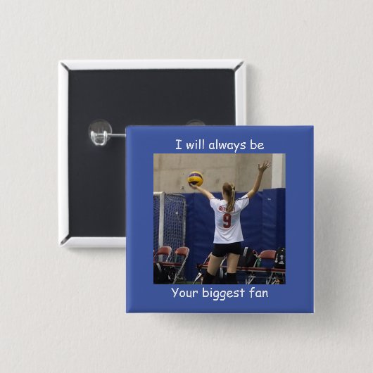 Schaltfläche "Blaues benutzerdefiniertes Foto" Button (Vorne & Hinten)