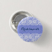 Schaltfläche Blue 2 Imitate Linen & White Lace Bri Button (Vorne & Hinten)