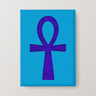 Schaltfläche Blue Ankh Rectangle Button