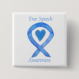 Schaltfläche "Blue Awareness Ribbon Heart" für die Button