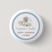 Schaltfläche Blue Boho Bear Baby Shooting Gastgesc Button (Vorderseite)