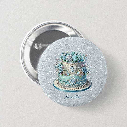 Schaltfläche "Blue Cake"-Blume Button (Vorne & Hinten)