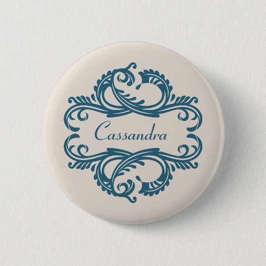 Schaltfläche "Blue Chic Damask" Button (Vorderseite)