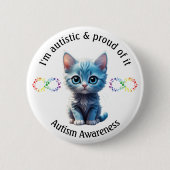 Schaltfläche "Blue Kitten Autismus Awareness" Button (Vorderseite)