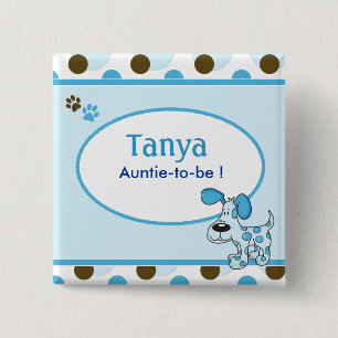 Schaltfläche "Blue Puppy Dog Baby Shooting Name" Button