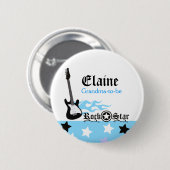 Schaltfläche "Blue Rock Star NAME TAG Personalisie Button (Vorne & Hinten)