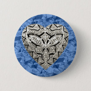 Schaltfläche "Blue Round Elegant Designer Heart" Button