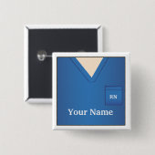 Schaltfläche "Blue Scrubs Square" für den Namen de Button (Vorne & Hinten)