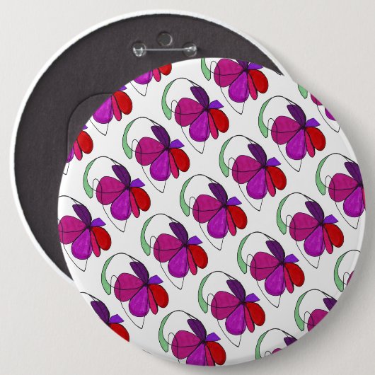 Schaltfläche "Blume Dance Tiled Pattern" Abstrakte Button (Vorne & Hinten)