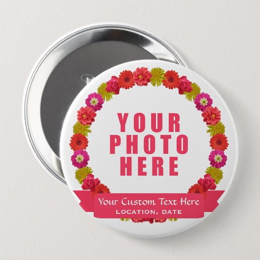 Schaltfläche "Blume Foto und Text" Button (Vorne & Hinten)