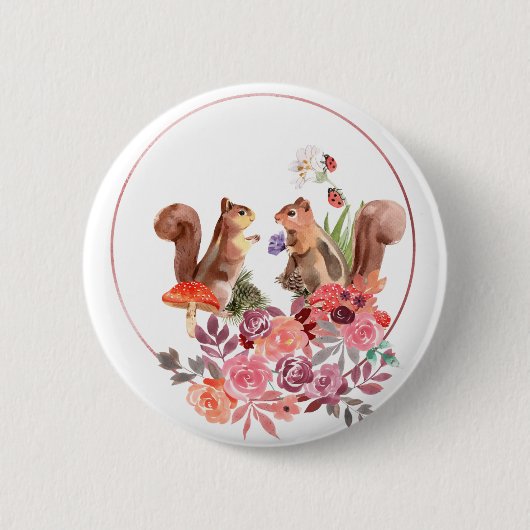 Schaltfläche Blume und Eichhörnchen Button (Vorderseite)