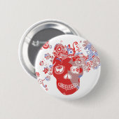 Schaltfläche Blumenschädel Button (Vorne & Hinten)