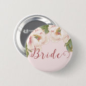 Schaltfläche Blush Pink Peony Floral Bride Button (Vorne & Hinten)