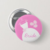 Schaltfläche "Braut" für Wedding Gown Pink Button (Vorne & Hinten)