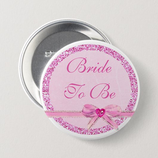 Schaltfläche "Bridge to Be Pink Bow Imitats" Glitz Button (Vorne & Hinten)