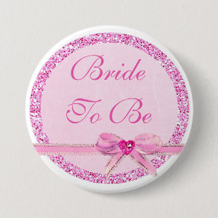Schaltfläche "Bridge to Be Pink Bow Imitats" Glitz Button