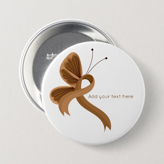 Schaltfläche "Brown Awareness Ribbon Butterfly" Button (Vorne & Hinten)
