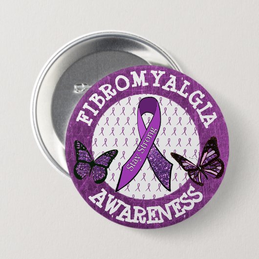Schaltfläche "Butterfly Fibromyalgie-Warnmeldung" Button (Vorne & Hinten)