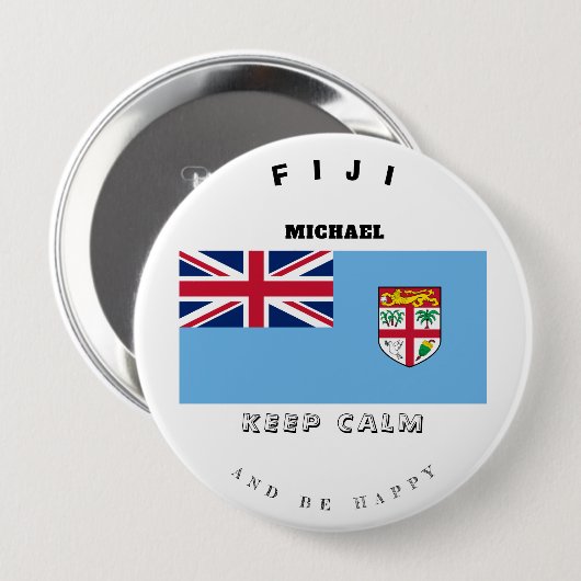 Schaltfläche "Calm & Fidschi-Flagge" behalten Button (Vorne & Hinten)